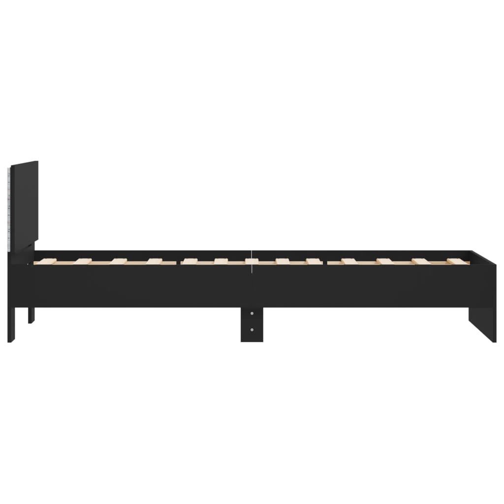 Bed frame with headboard and LED lights Black 90x200 cm