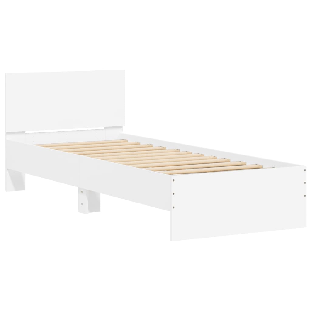 Bed frame with headboard and LED lights White 90x190 cm