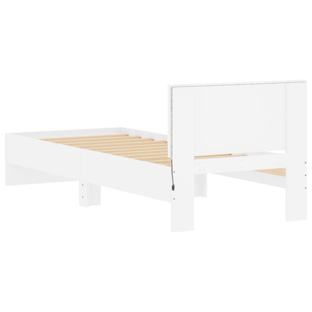 Bed frame with headboard and LED lights White 90x190 cm