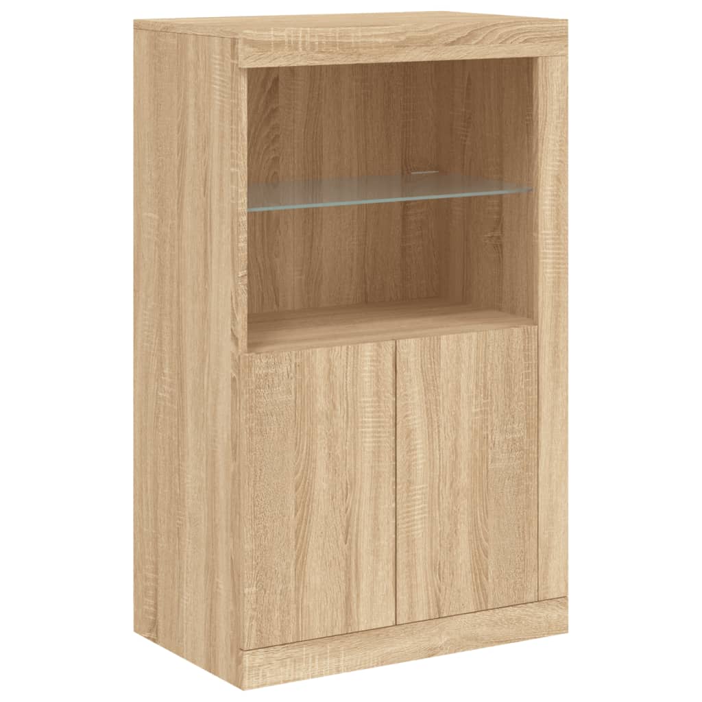 Side cabinet with LED lights Sonoma oak wood material