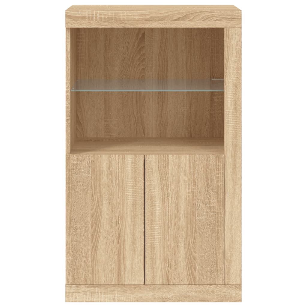 Side cabinet with LED lights Sonoma oak wood material