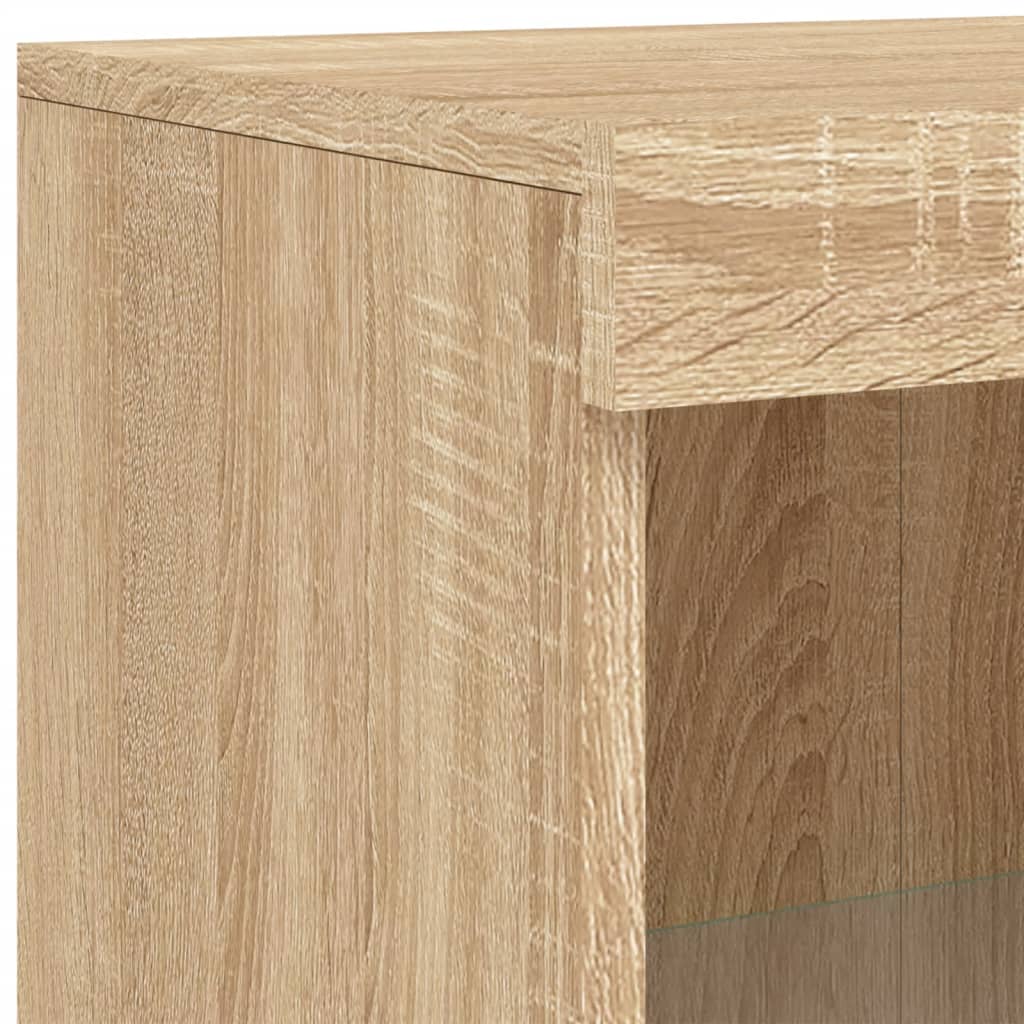 Side cabinet with LED lights Sonoma oak wood material