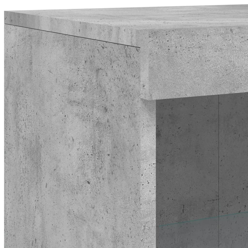 Side cabinet with LED lights concrete grey wood material