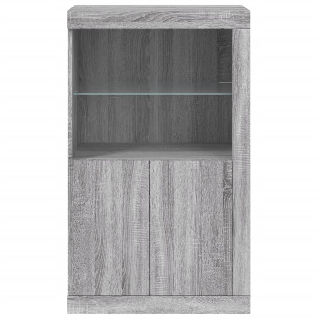 Side Cabinet with LED Lights Gray Sonoma Wood Material