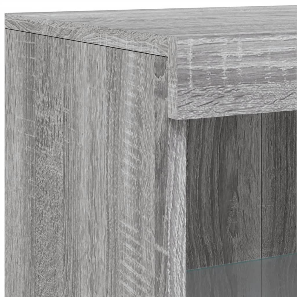 Side Cabinet with LED Lights Gray Sonoma Wood Material