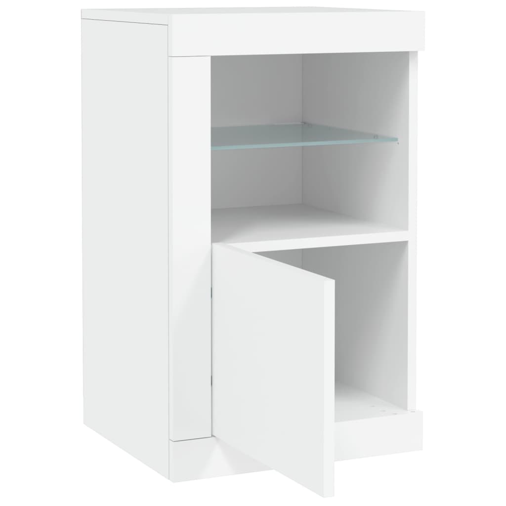 Side cabinets with LED lights 2 pcs. White wood material