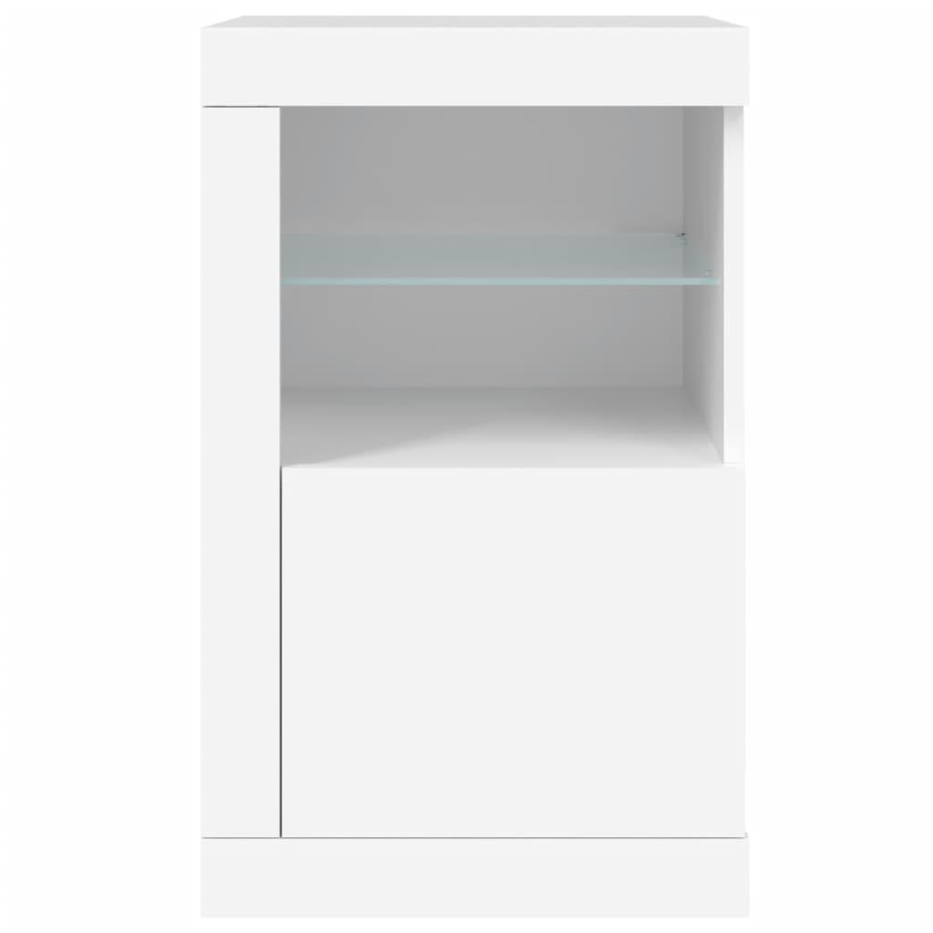 Side cabinets with LED lights 2 pcs. White wood material