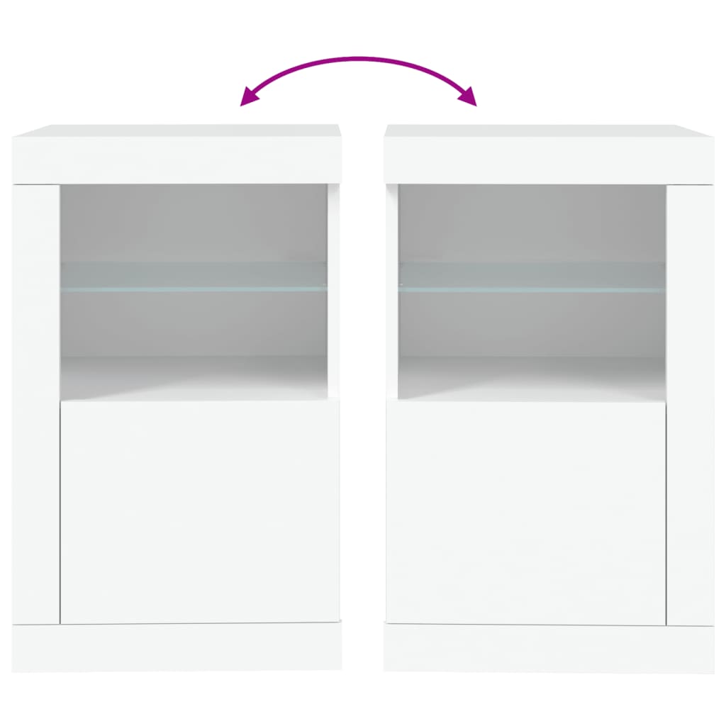 Side cabinets with LED lights 2 pcs. White wood material