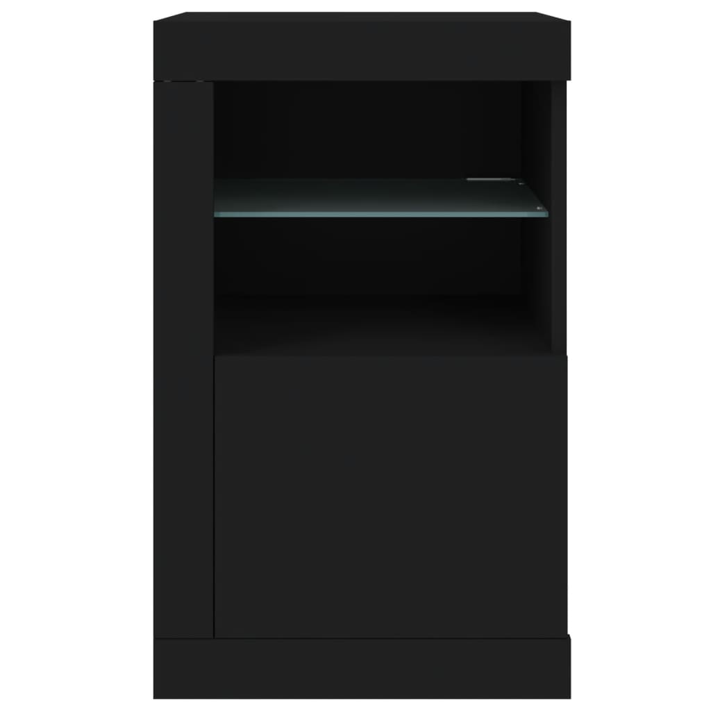 Side cabinets with LED lights 2 pcs. Black wood material