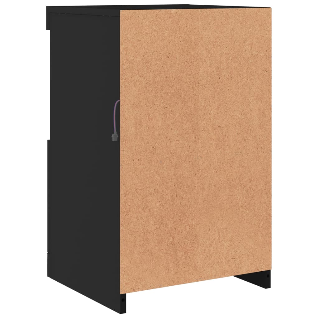 Side cabinets with LED lights 2 pcs. Black wood material