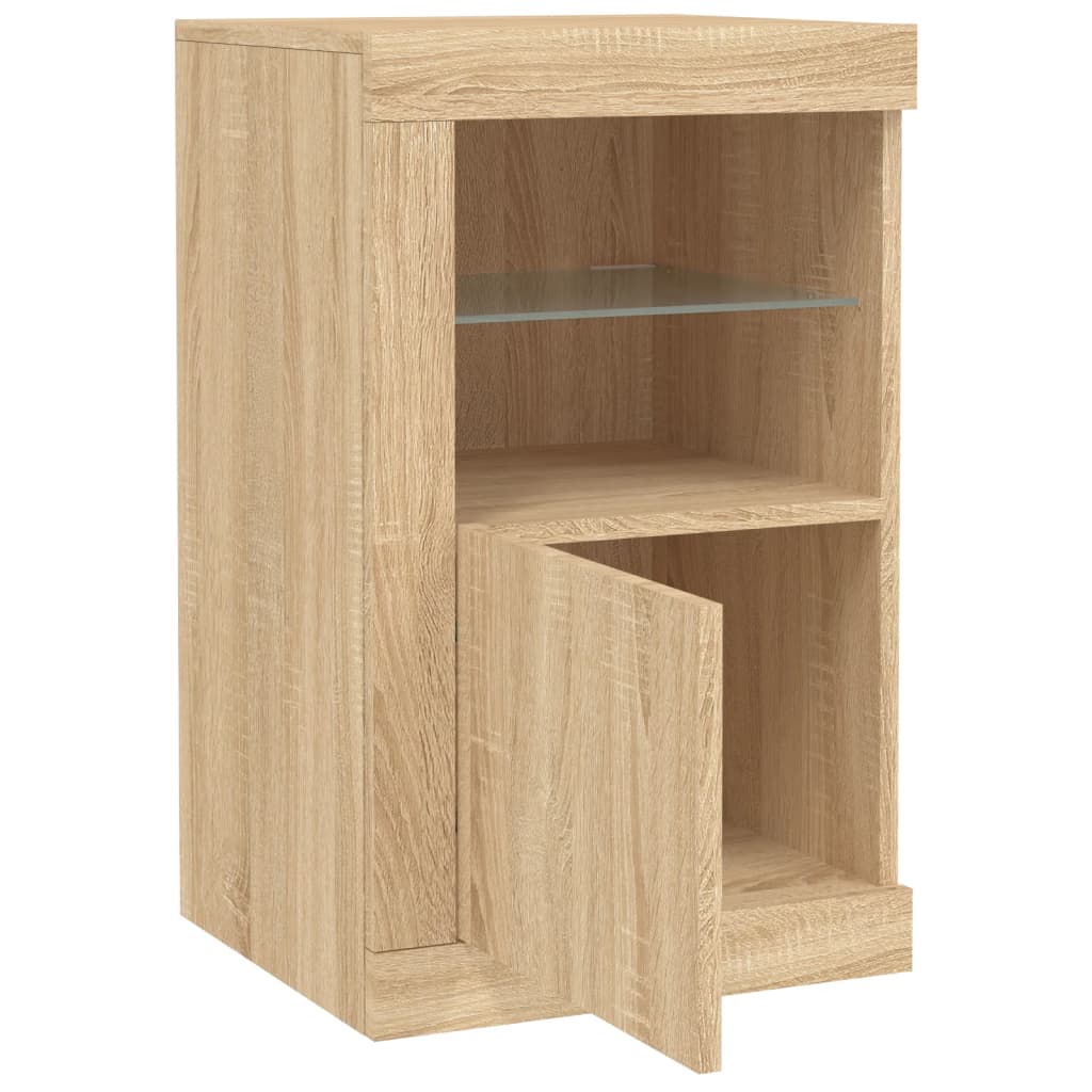 Side cabinet with LED lights Sonoma oak wood material