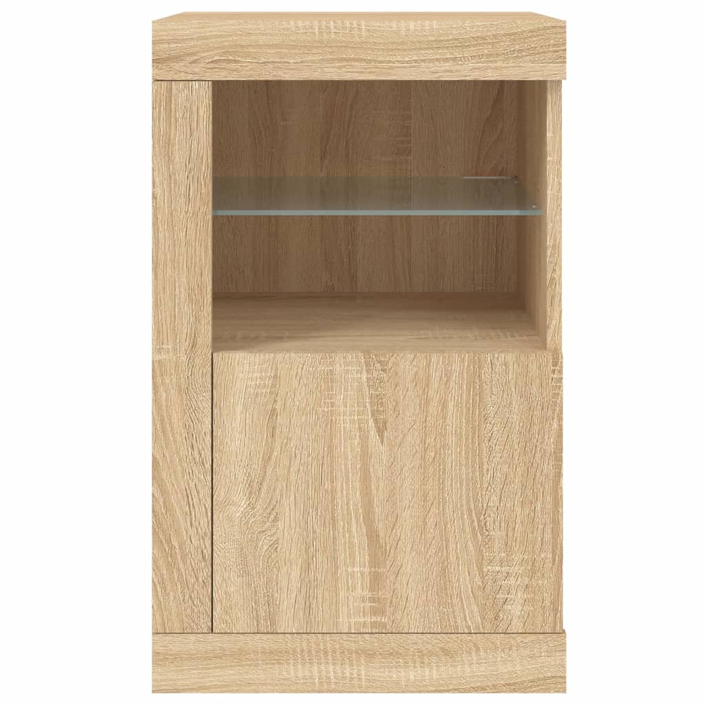 Side cabinet with LED lights Sonoma oak wood material