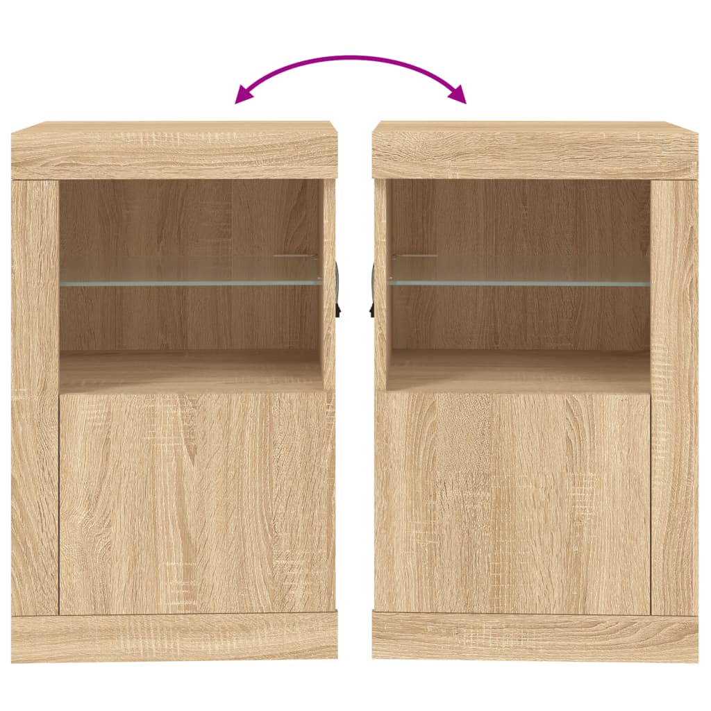 Side cabinet with LED lights Sonoma oak wood material