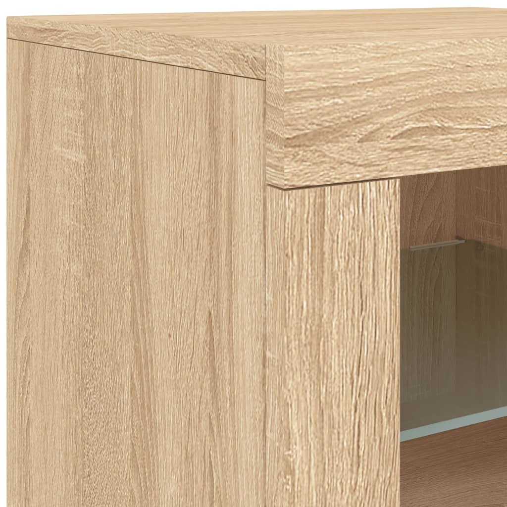 Side cabinet with LED lights Sonoma oak wood material