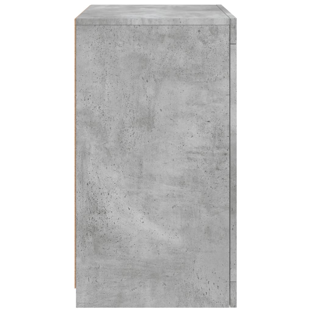 Side cabinet with LED lights concrete grey wood material