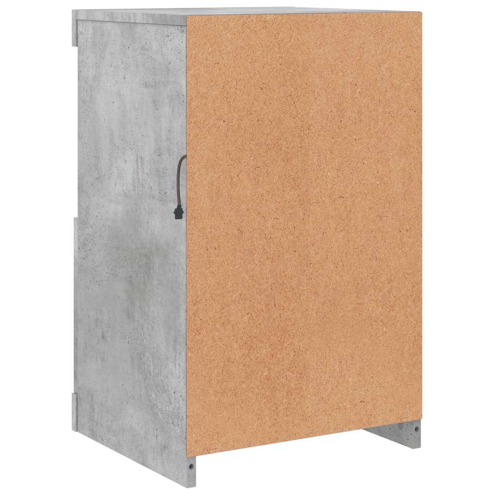 Side cabinet with LED lights concrete grey wood material