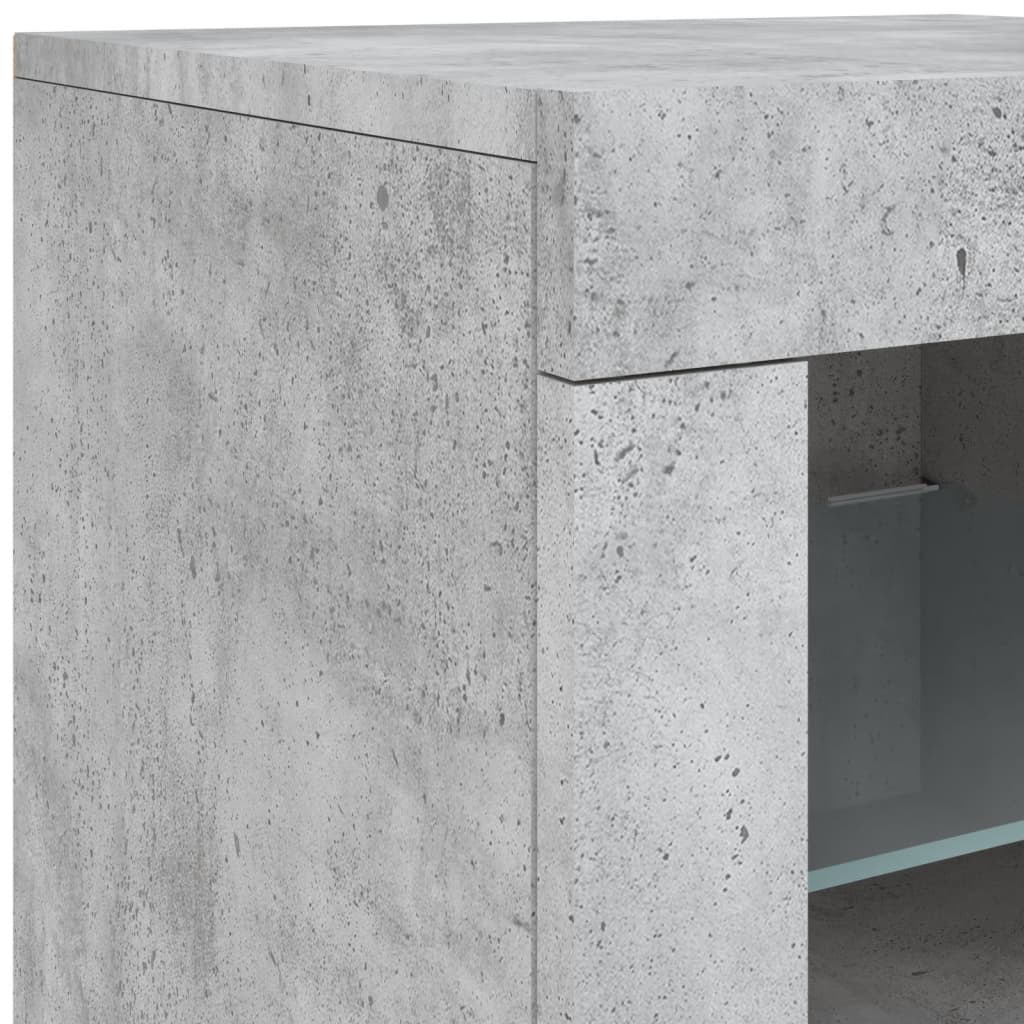 Side cabinet with LED lights concrete grey wood material