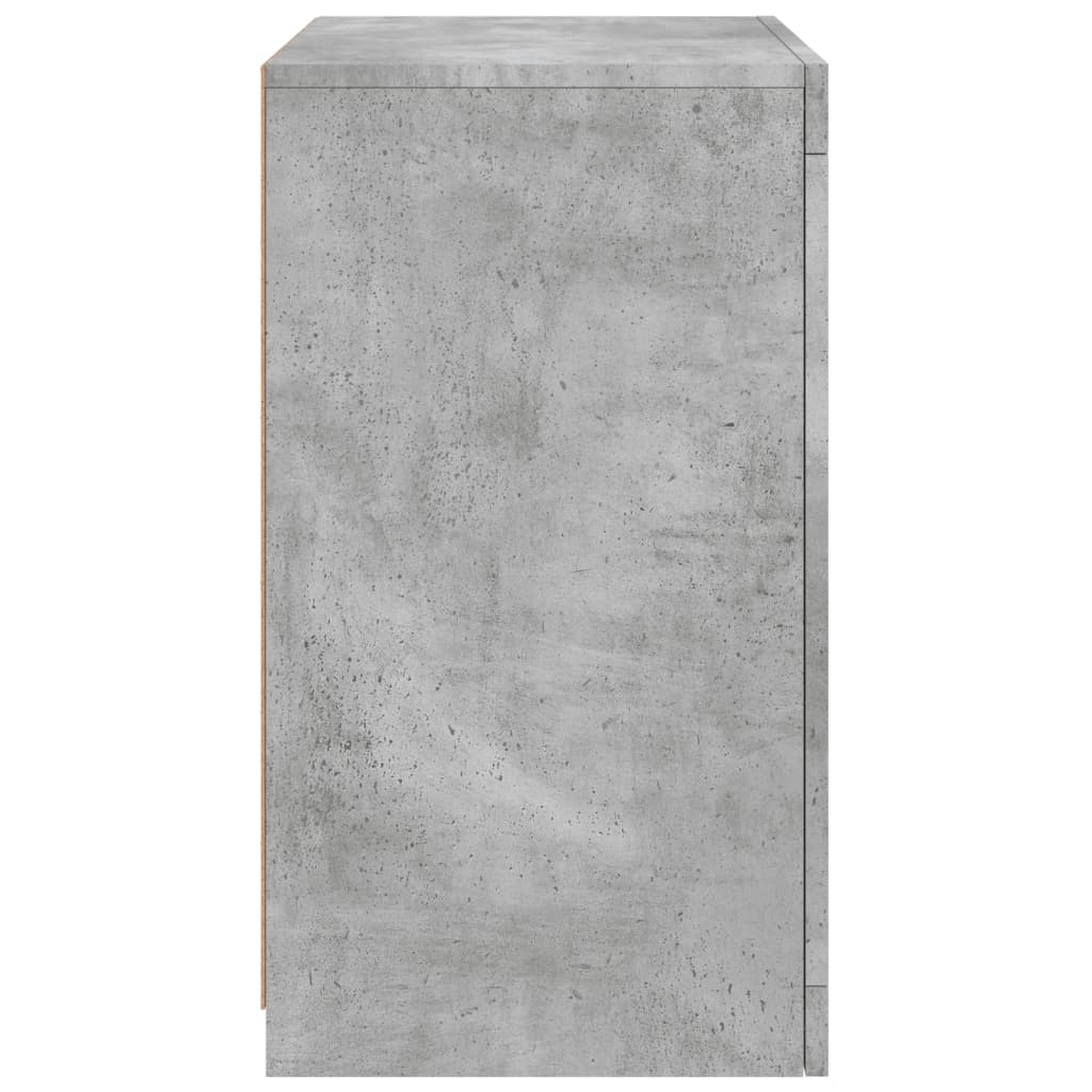 Side cabinets with LED lights 2 pieces concrete grey wood material