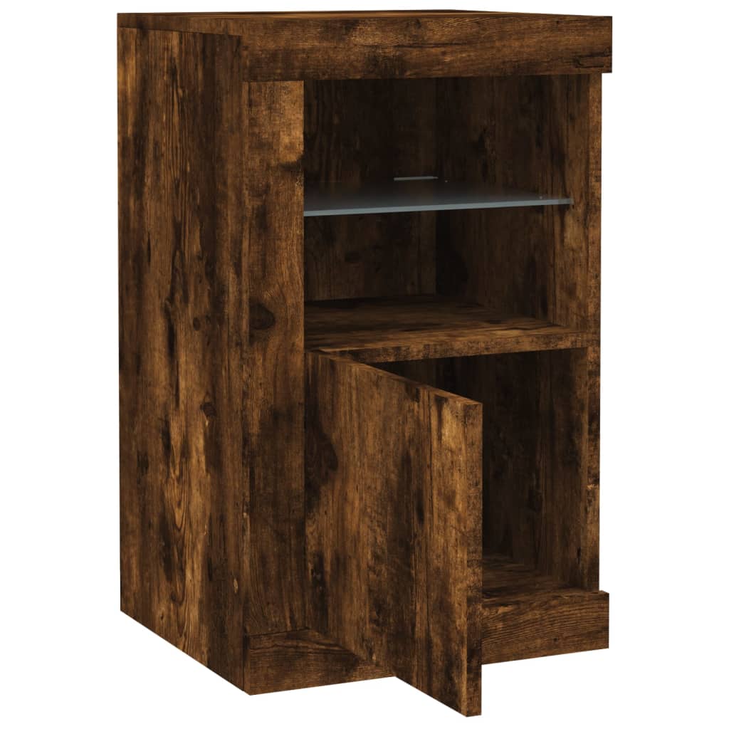 Side cabinets with LED lights 2 pcs. Smoked oak