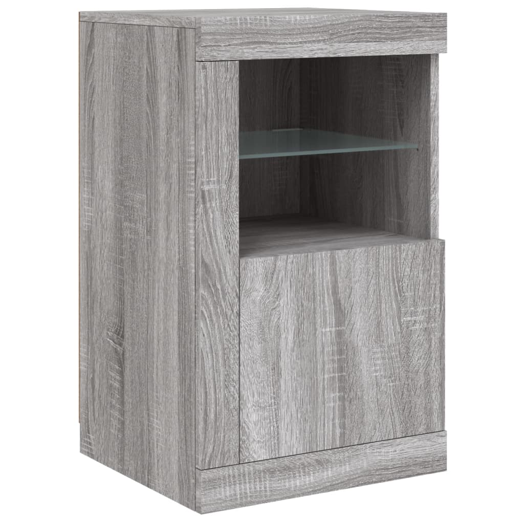 Side Cabinet with LED Lights Gray Sonoma Wood Material