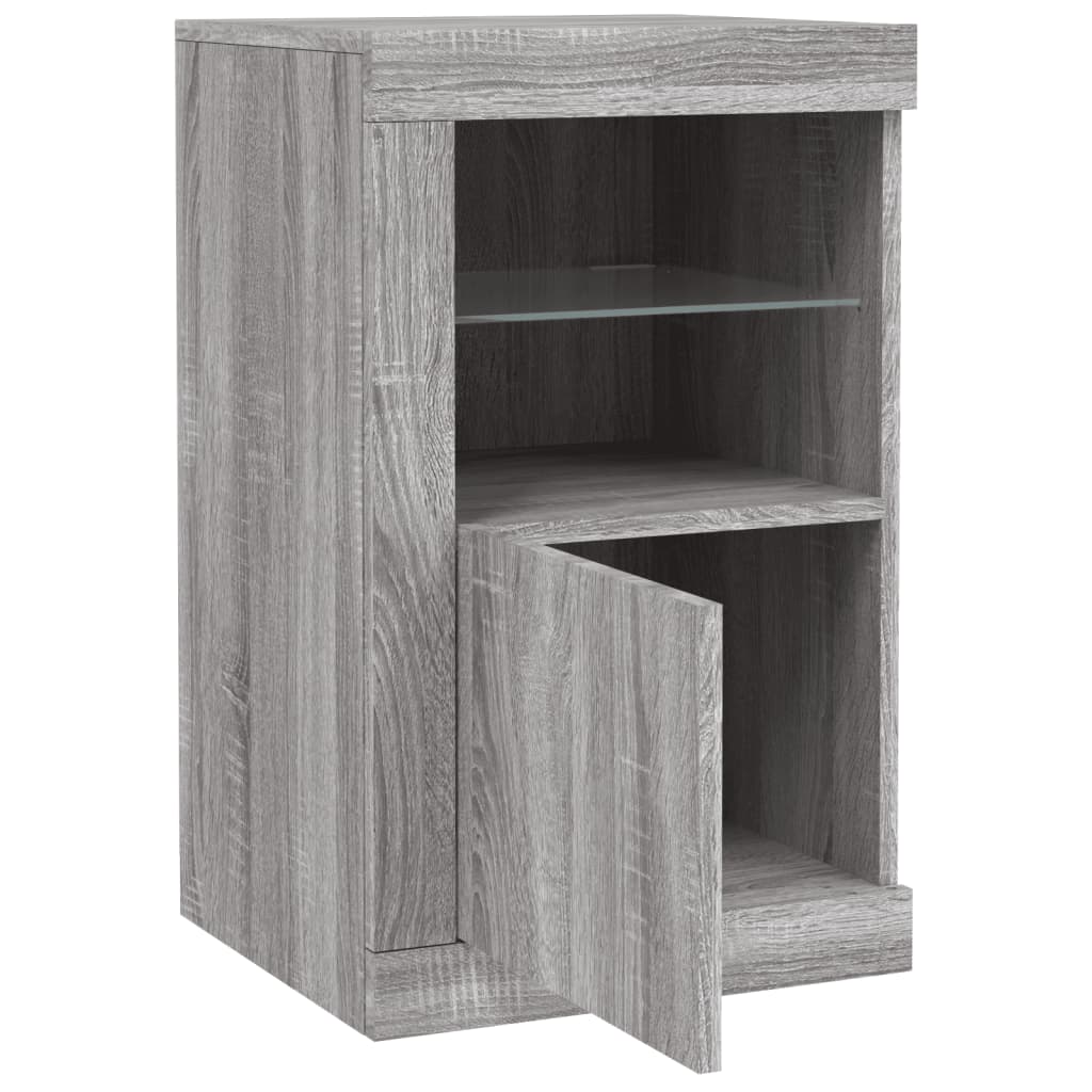 Side Cabinet with LED Lights Gray Sonoma Wood Material