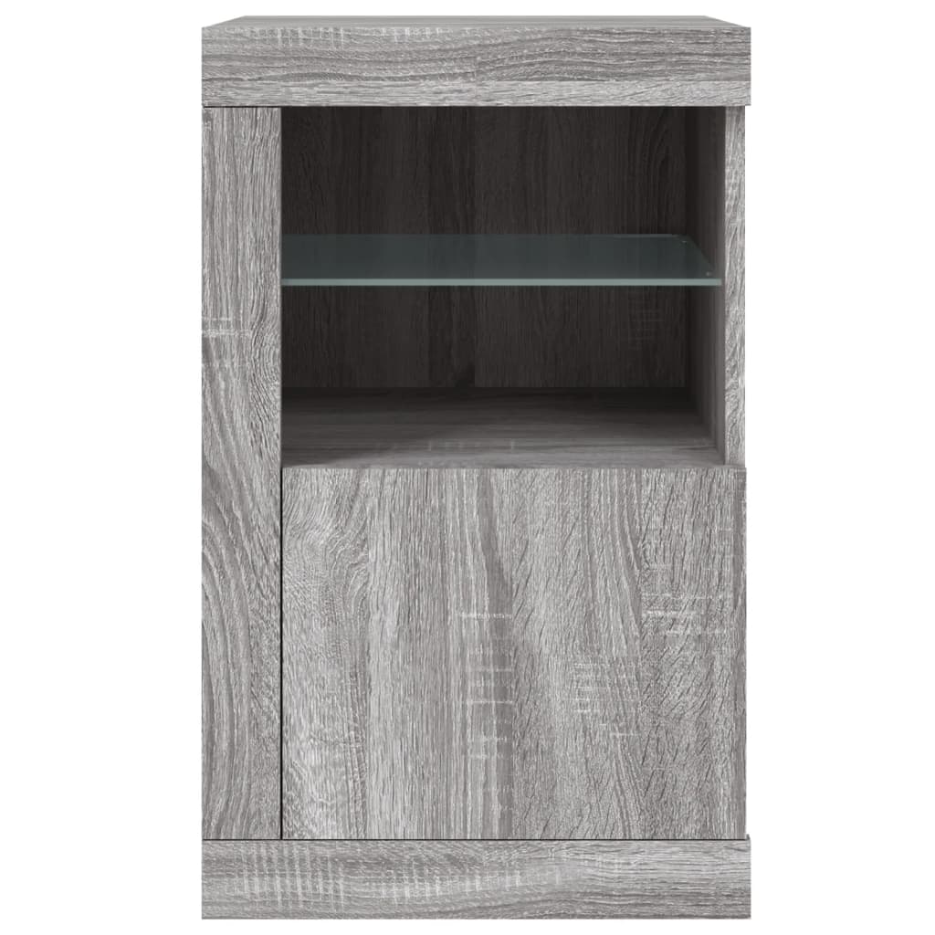 Side Cabinet with LED Lights Gray Sonoma Wood Material