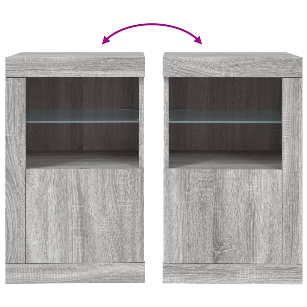 Side Cabinet with LED Lights Gray Sonoma Wood Material