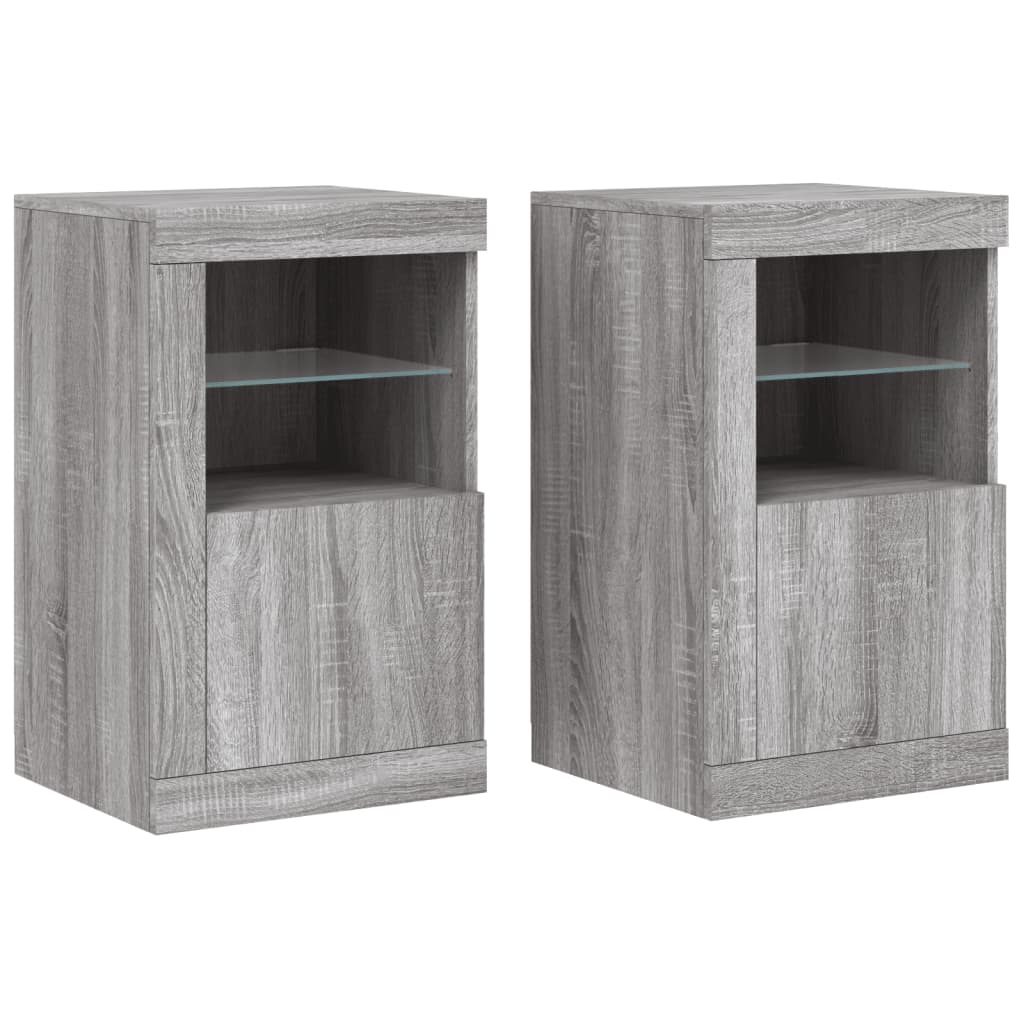 Side Cabinets with LED Lights 2 pcs. Gray Sonoma