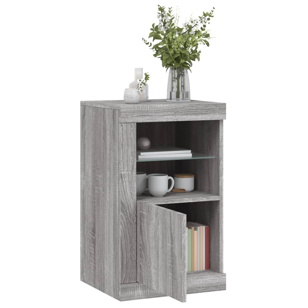 Side Cabinets with LED Lights 2 pcs. Gray Sonoma