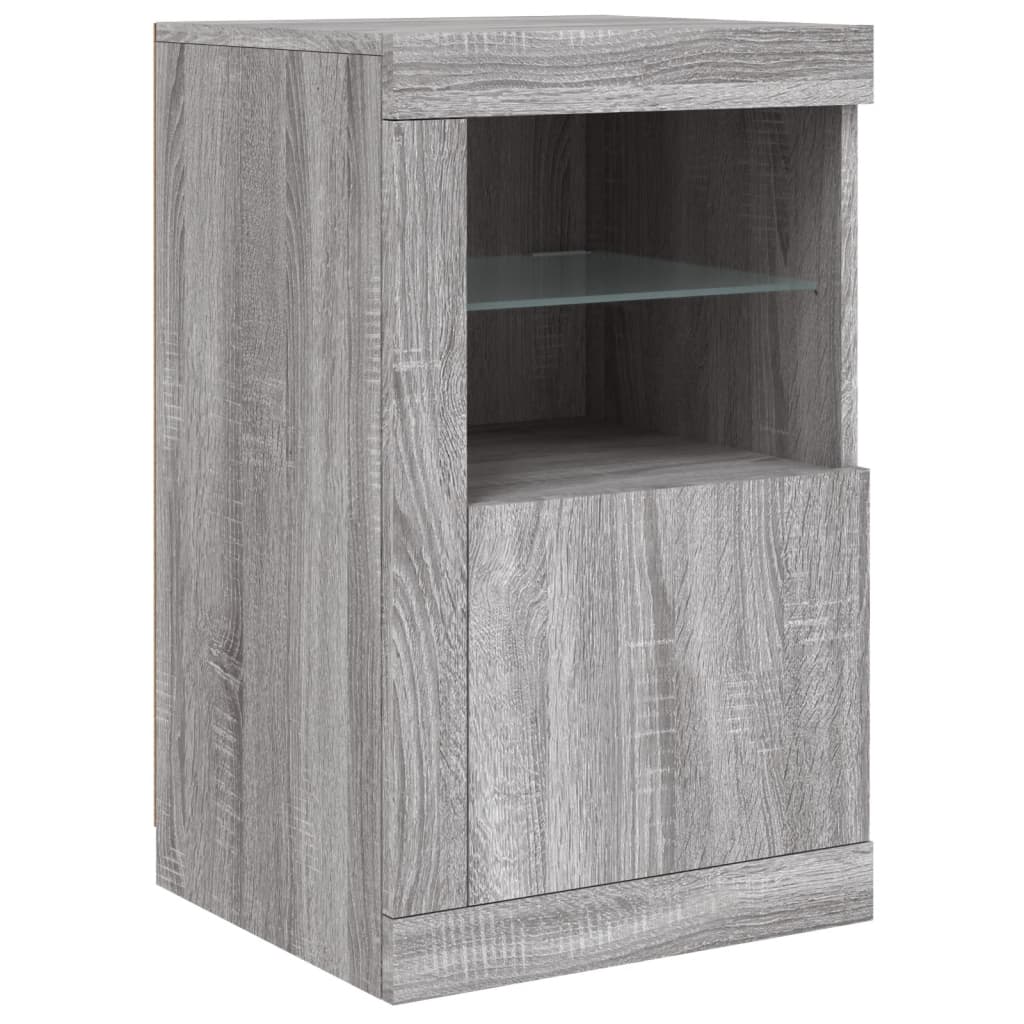 Side Cabinets with LED Lights 2 pcs. Gray Sonoma