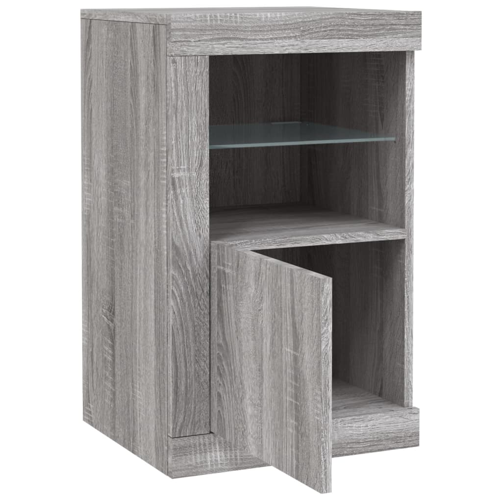 Side Cabinets with LED Lights 2 pcs. Gray Sonoma