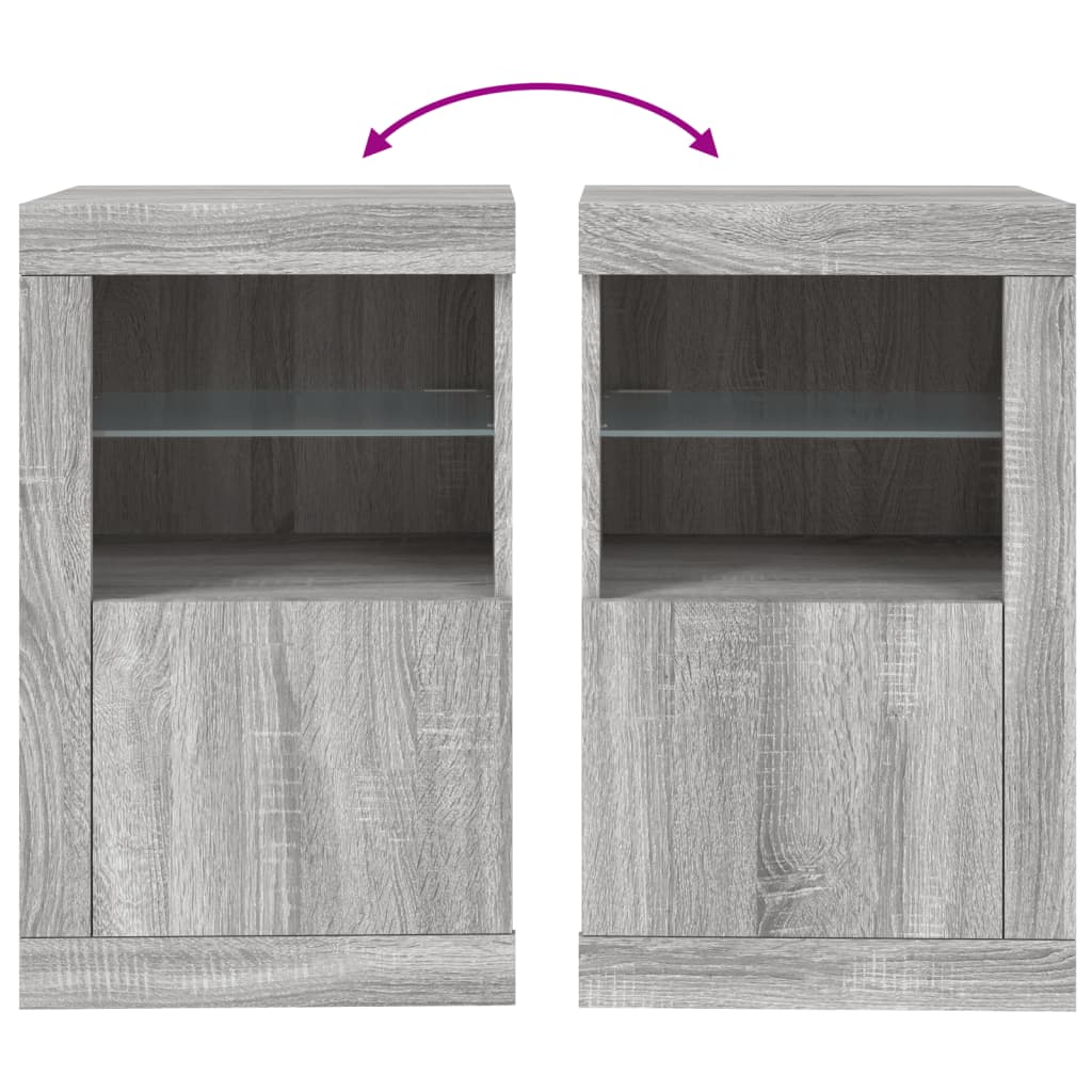 Side Cabinets with LED Lights 2 pcs. Gray Sonoma