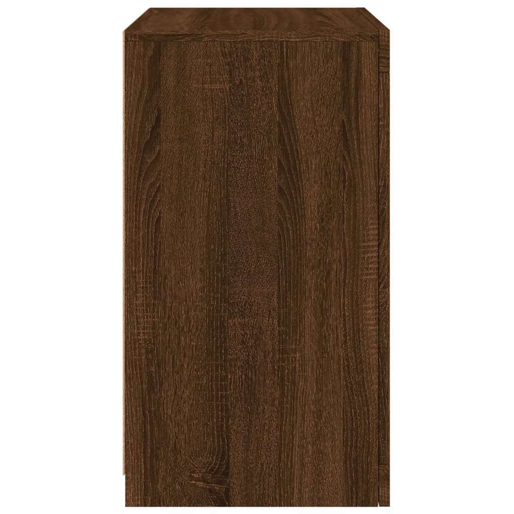 Side Cabinet with LED Lights Brown Oak Wood Material