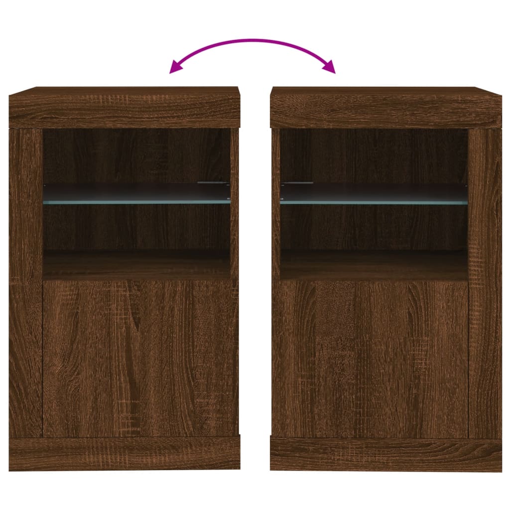 Side cabinets with LED lights 2 pcs. Brown oak look