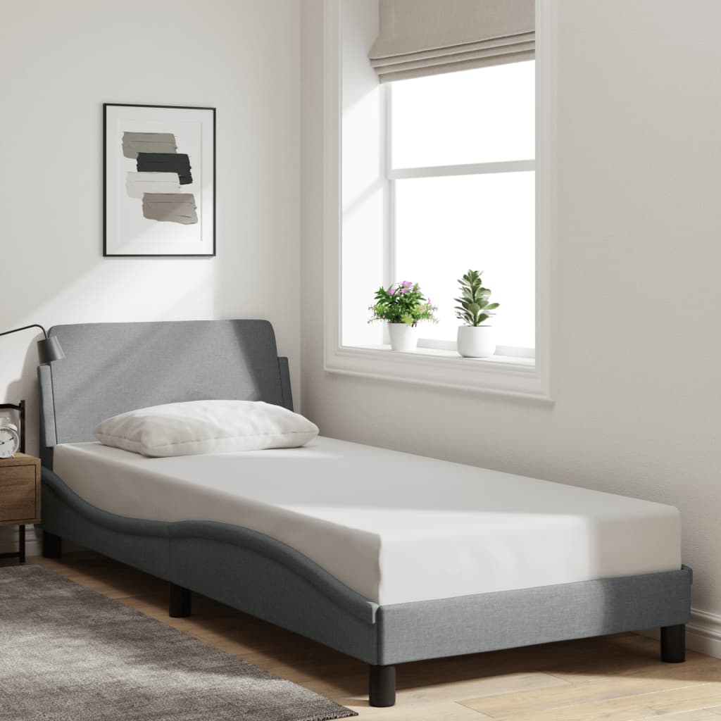 Bed frame without mattress light grey 80x200 cm fabric