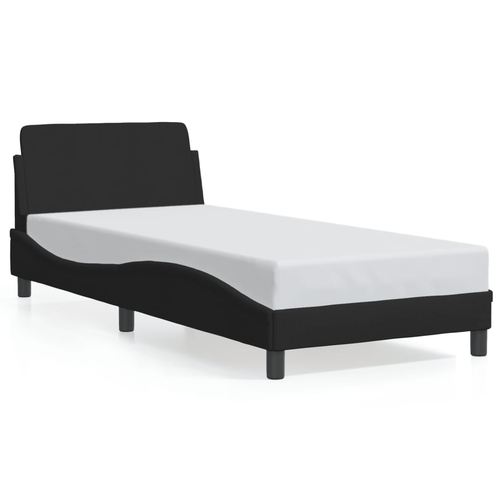 Bed frame with headboard without mattress Black 80x200 cm fabric