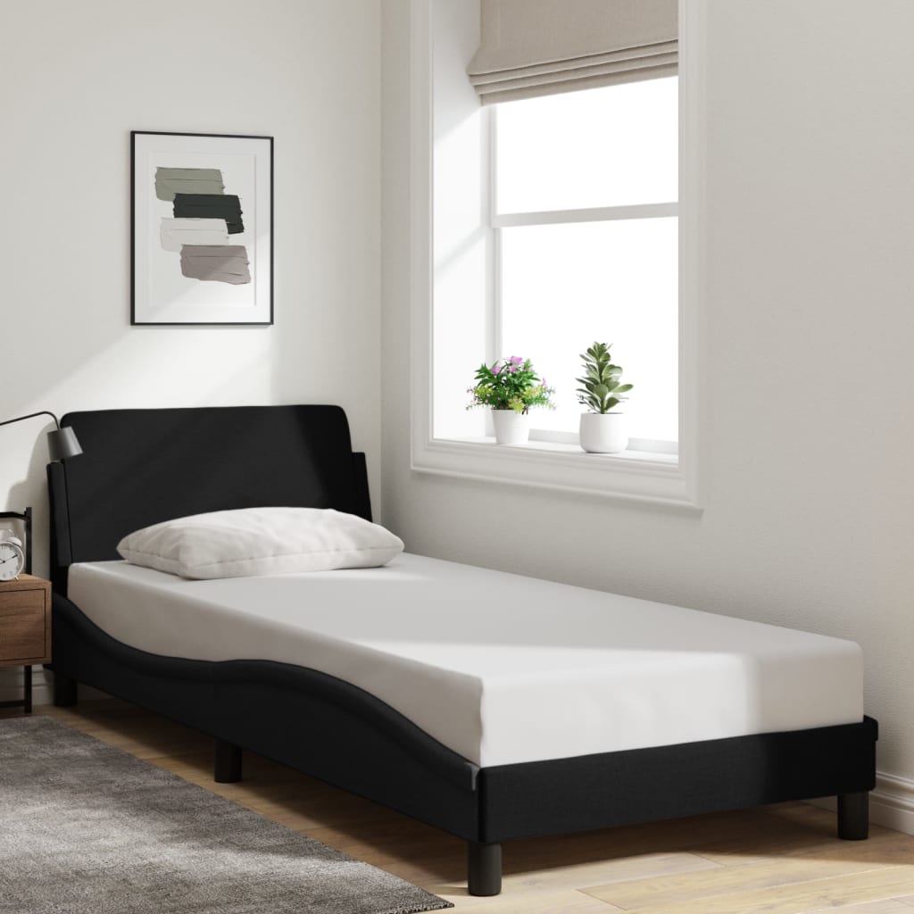 Bed frame with headboard without mattress Black 80x200 cm fabric