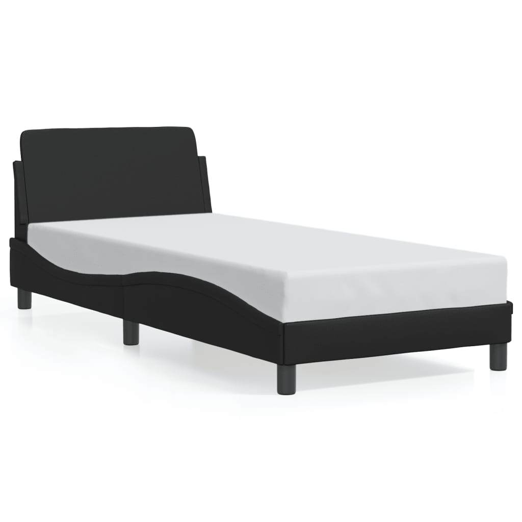 Bed frame with headboard black 80x200 cm artificial leather