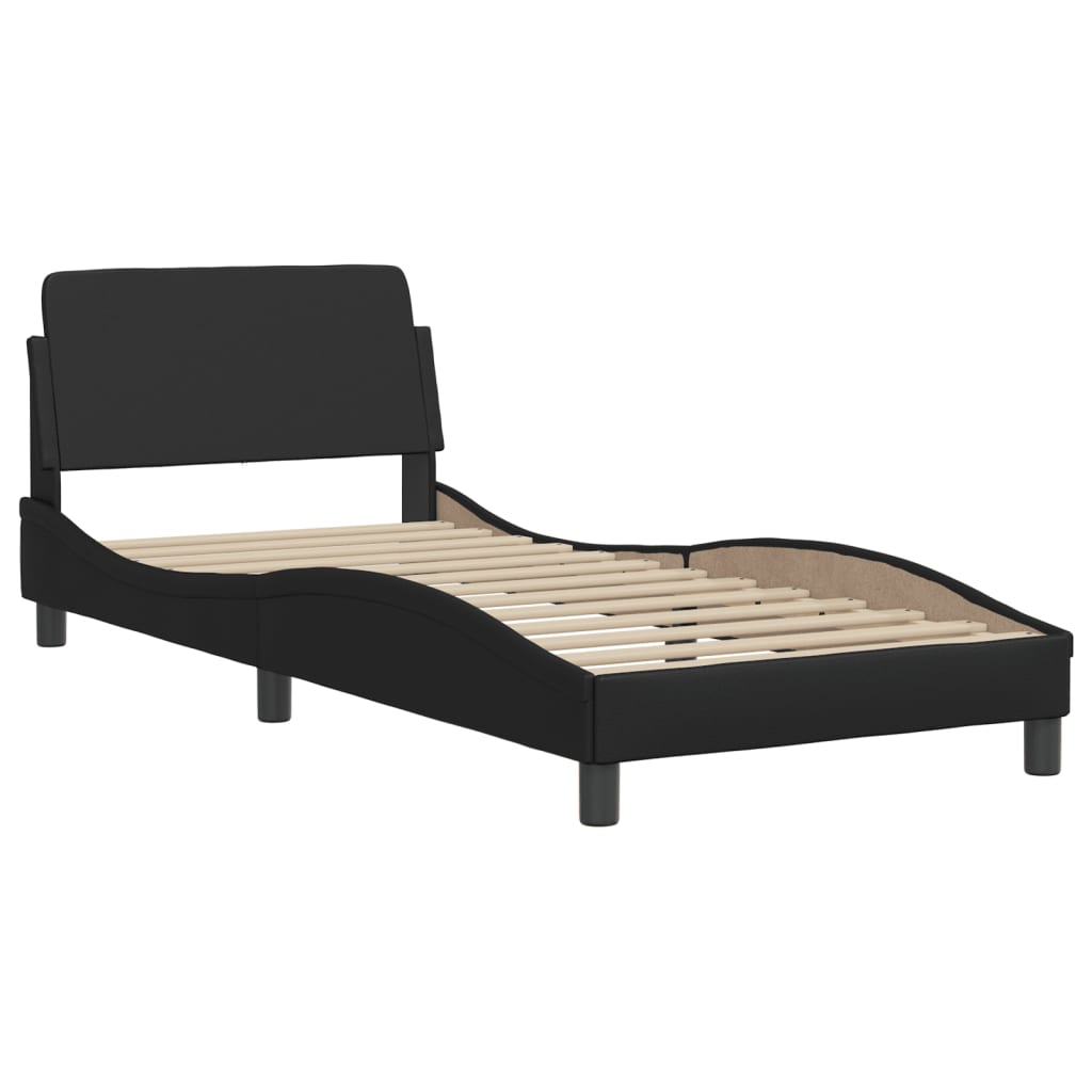 Bed frame with headboard black 80x200 cm artificial leather