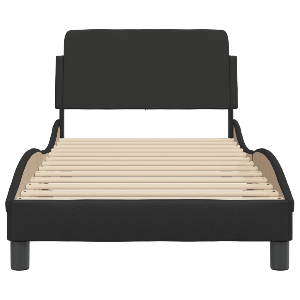 Bed frame with headboard black 80x200 cm artificial leather