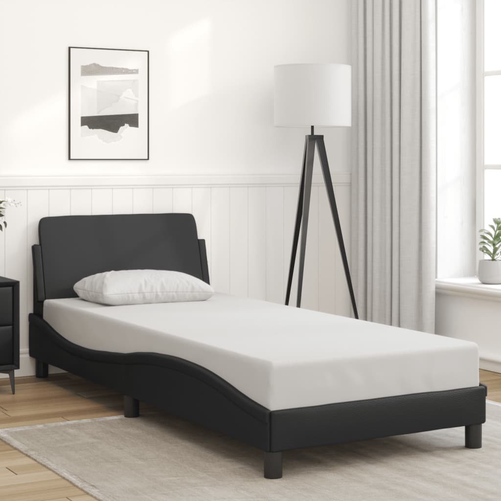 Bed frame with headboard black 80x200 cm artificial leather