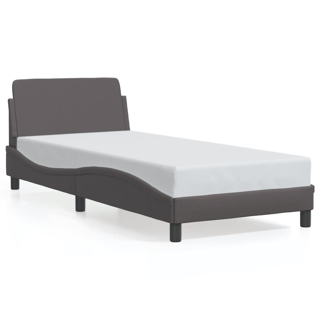 Bed frame with headboard gray 80x200 cm artificial leather