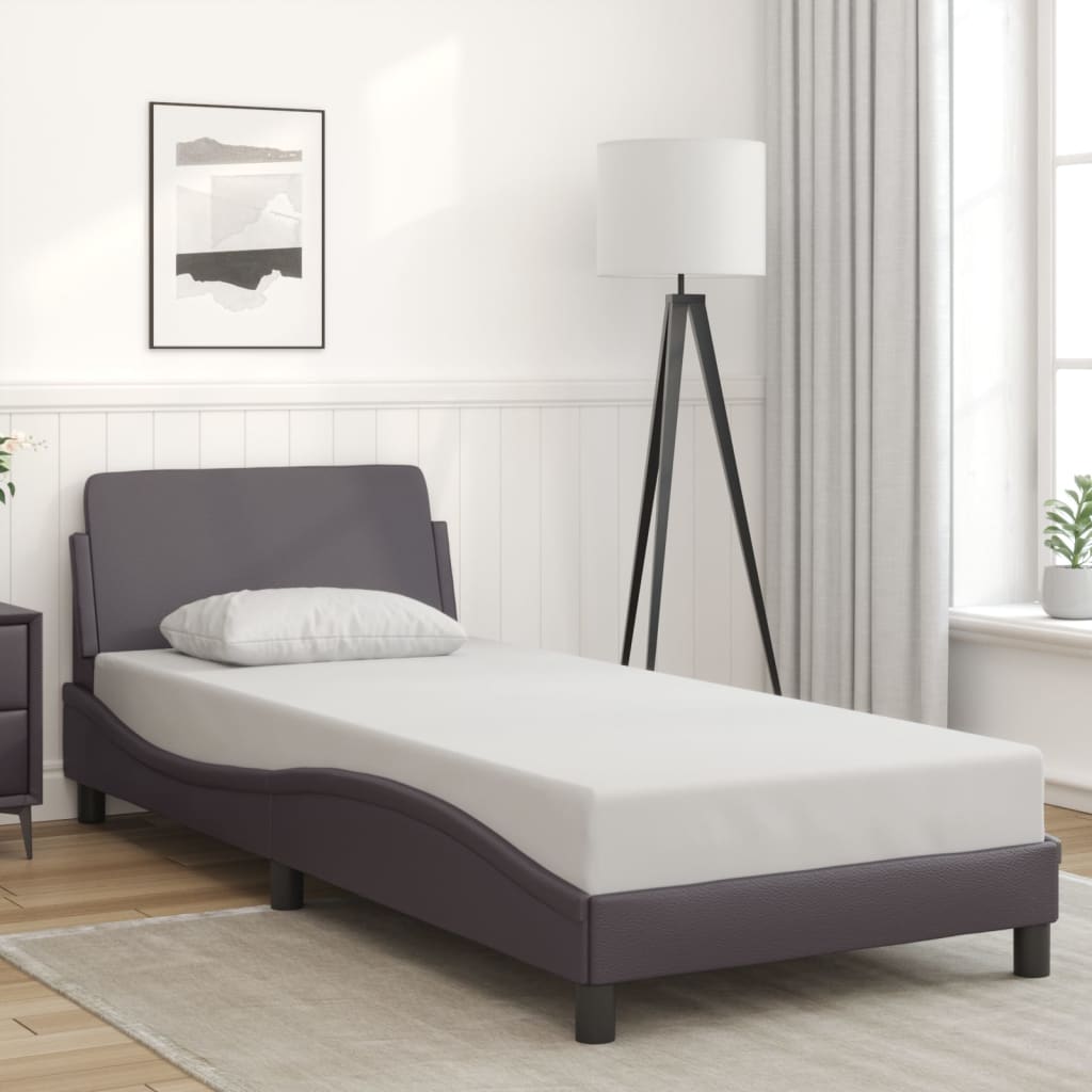 Bed frame with headboard gray 80x200 cm artificial leather