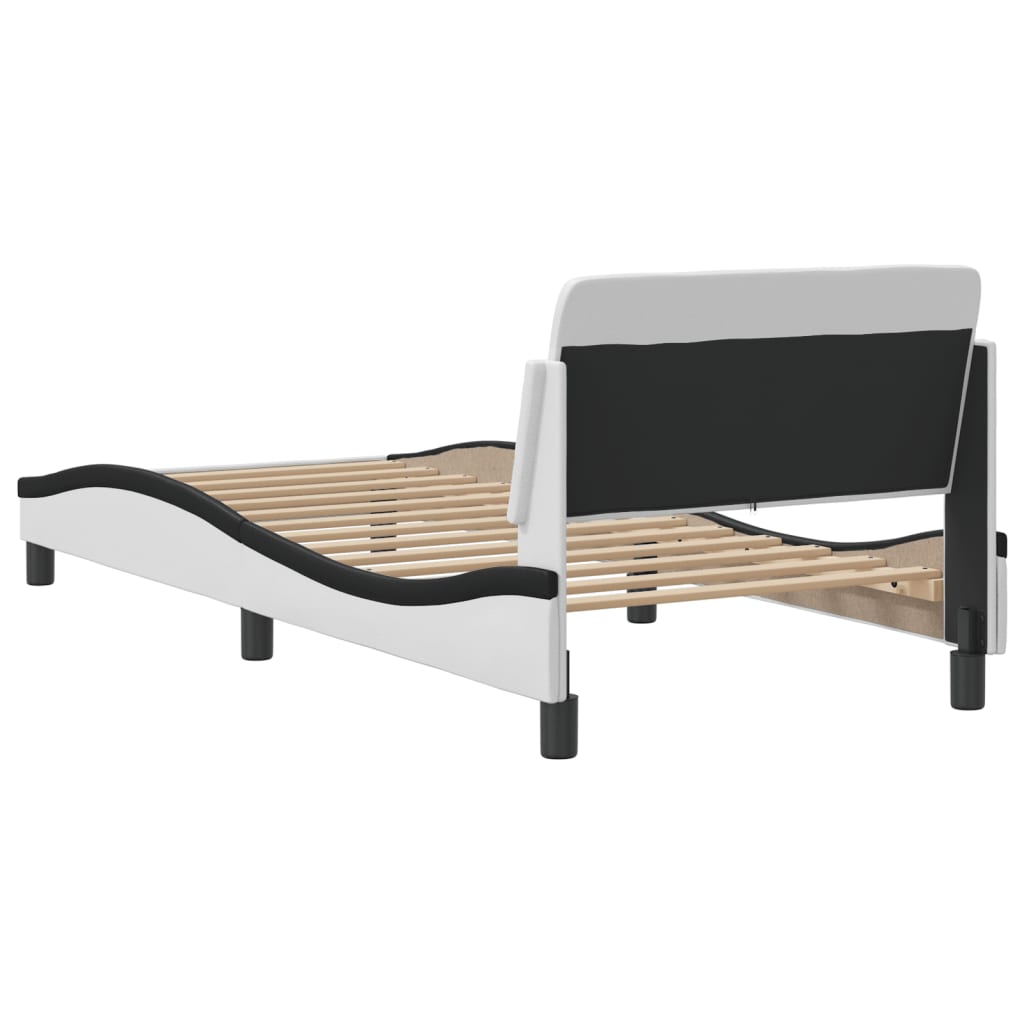 Bed frame with headboard white and black 80x200 cm artificial leather