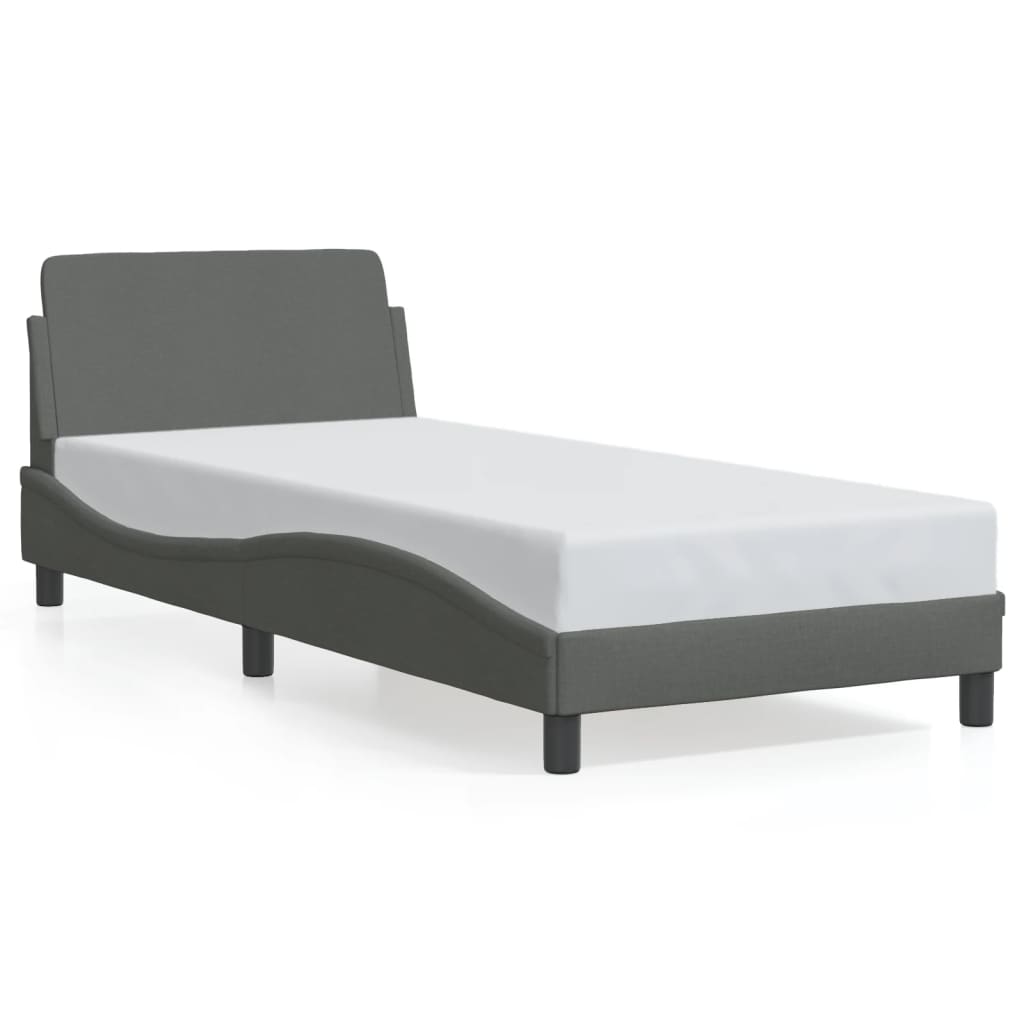 Bed frame without mattress dark grey 90x190 cm fabric