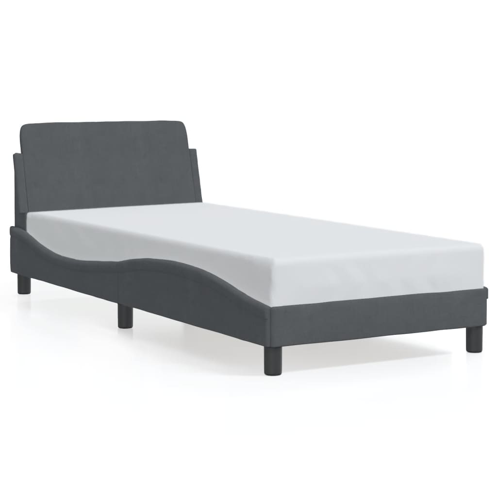 Bed frame without mattress dark grey 90x190 cm velvet