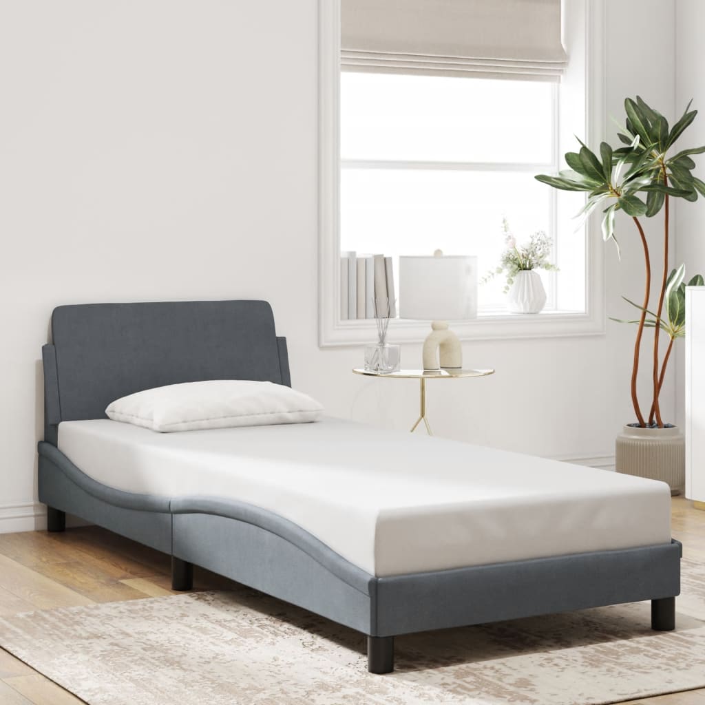 Bed frame without mattress dark grey 90x190 cm velvet