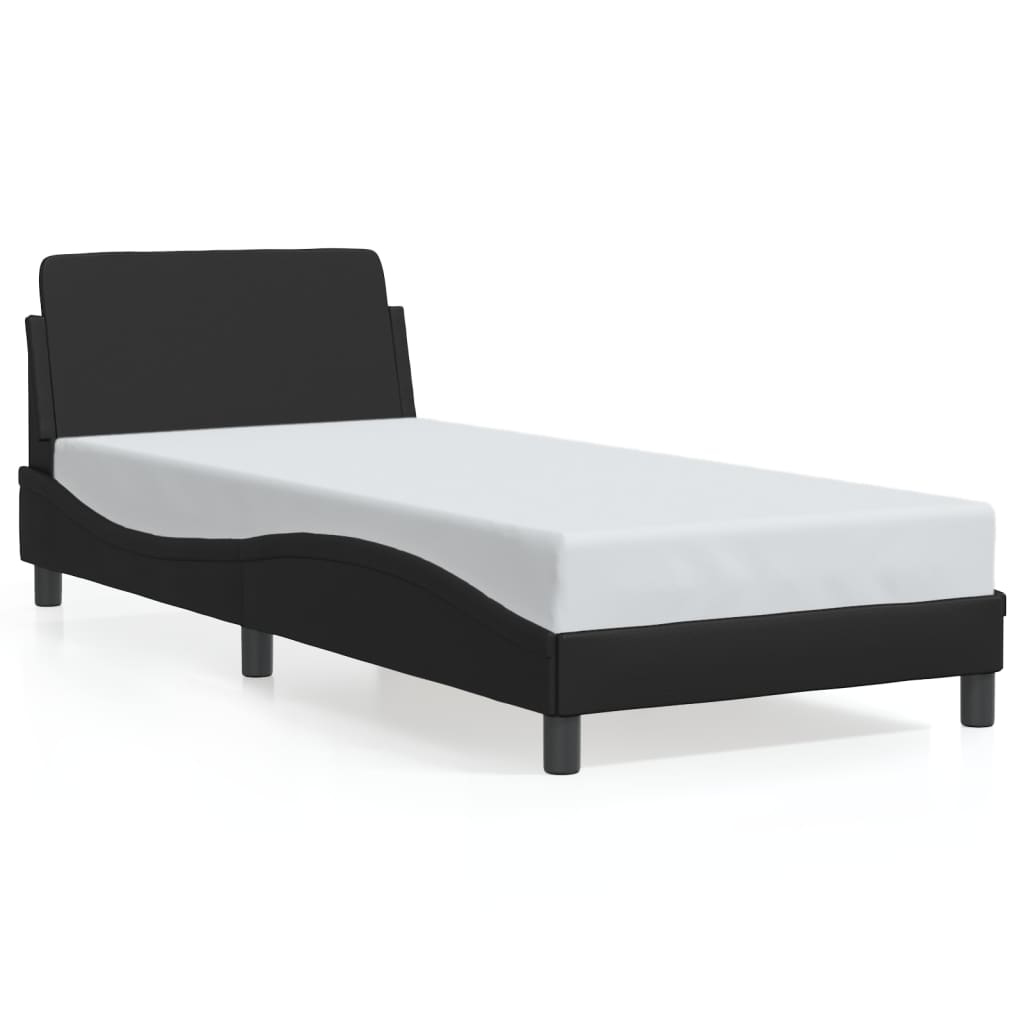 Bed frame with headboard black 90x190 cm artificial leather