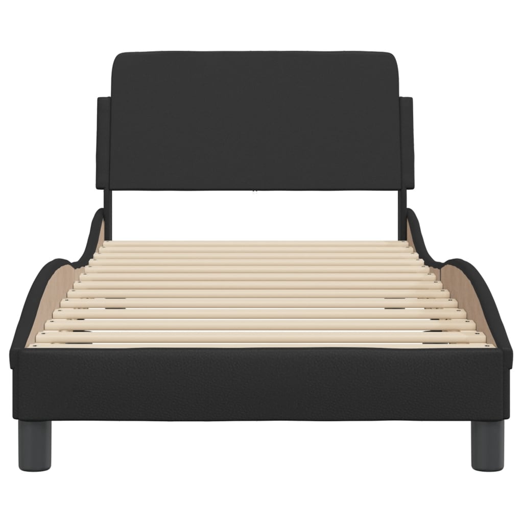 Bed frame with headboard black 90x190 cm artificial leather