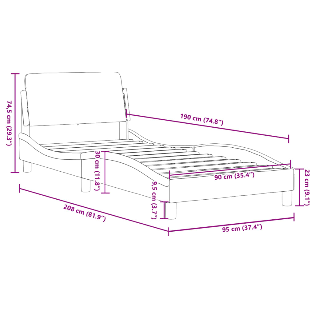 Bed frame with headboard black 90x190 cm artificial leather